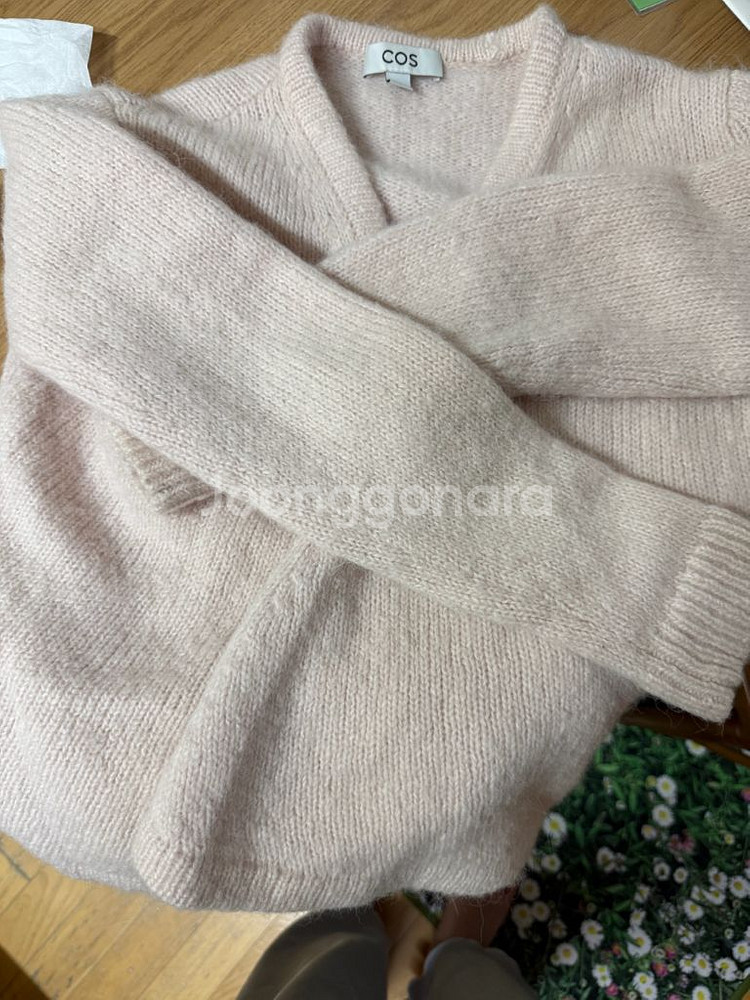 COS 코스 울 랩 가디건 핑크--2