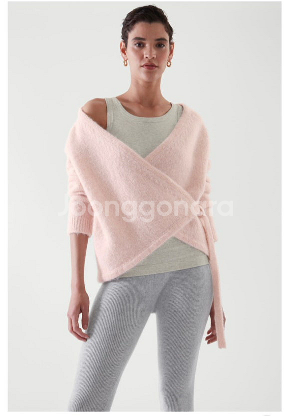 COS 코스 울 랩 가디건 핑크--1