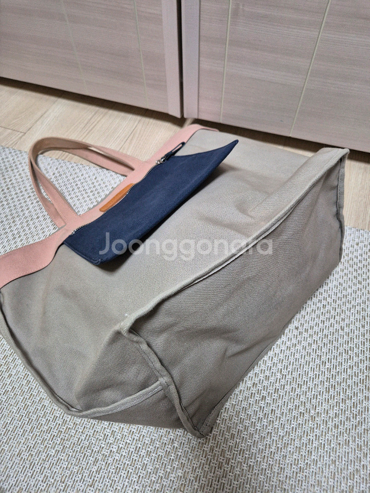 아떼바네사브루노 포켓배색 그랜드 카바스백 캔버스가방--5