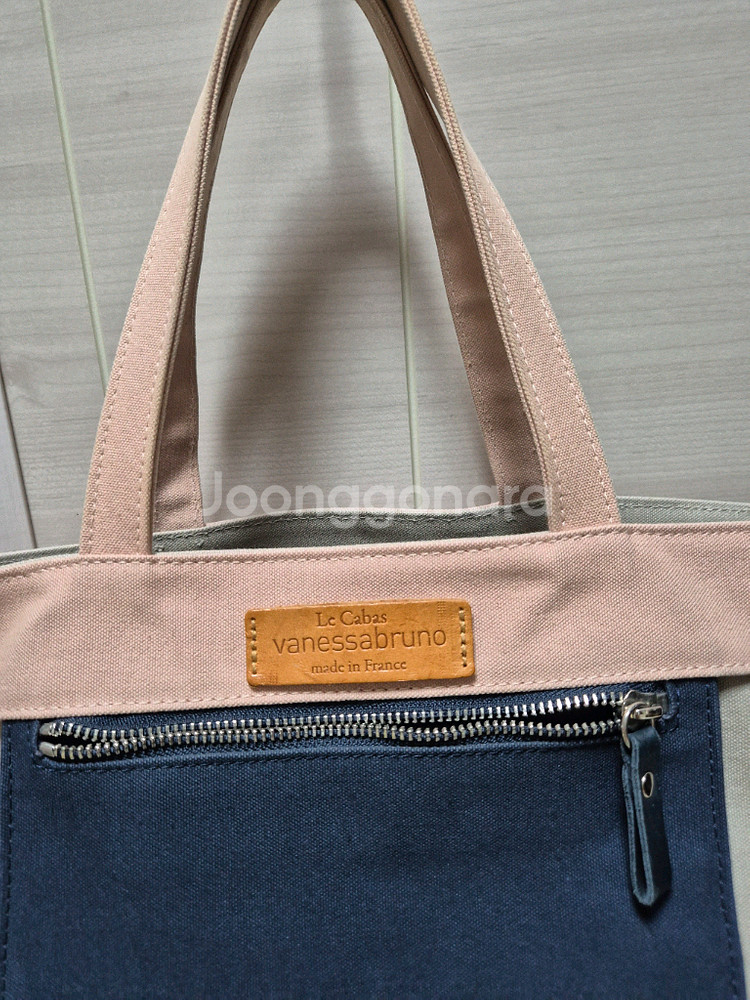 아떼바네사브루노 포켓배색 그랜드 카바스백 캔버스가방--3