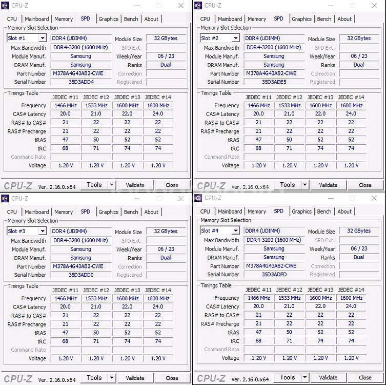 삼성 DDR4 PC4-3200 32GB 메모리 4개 세트 총 128GB--1