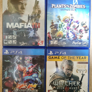 PS4 게임 타이틀 4장 일괄(마피아3, 네이버빌, 가면라이더, 위처3)