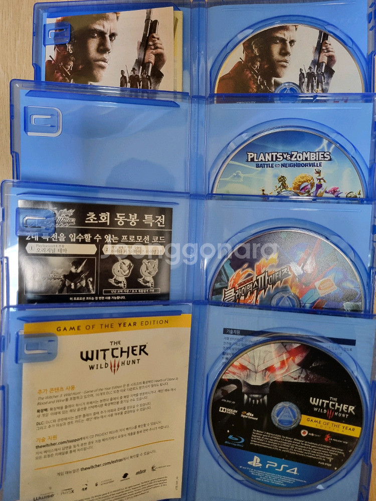 PS4 게임 타이틀 4장 일괄(마피아3, 네이버빌, 가면라이더, 위처3)--2