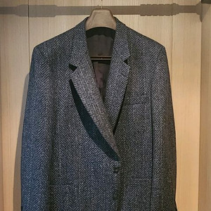 (빅사이즈)네이비 헤링본 트위드 모직자켓 3XL