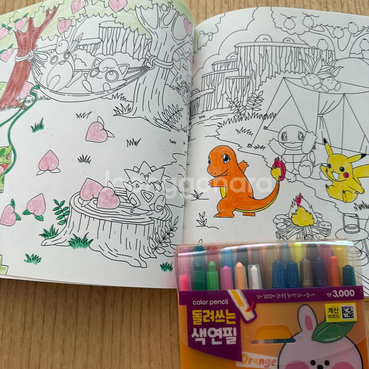 [일괄] 포켓몬 피카츄 컬러링북 + 색연필 24색--2