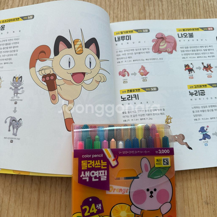 [일괄] 포켓몬 피카츄 컬러링북 + 색연필 24색--3