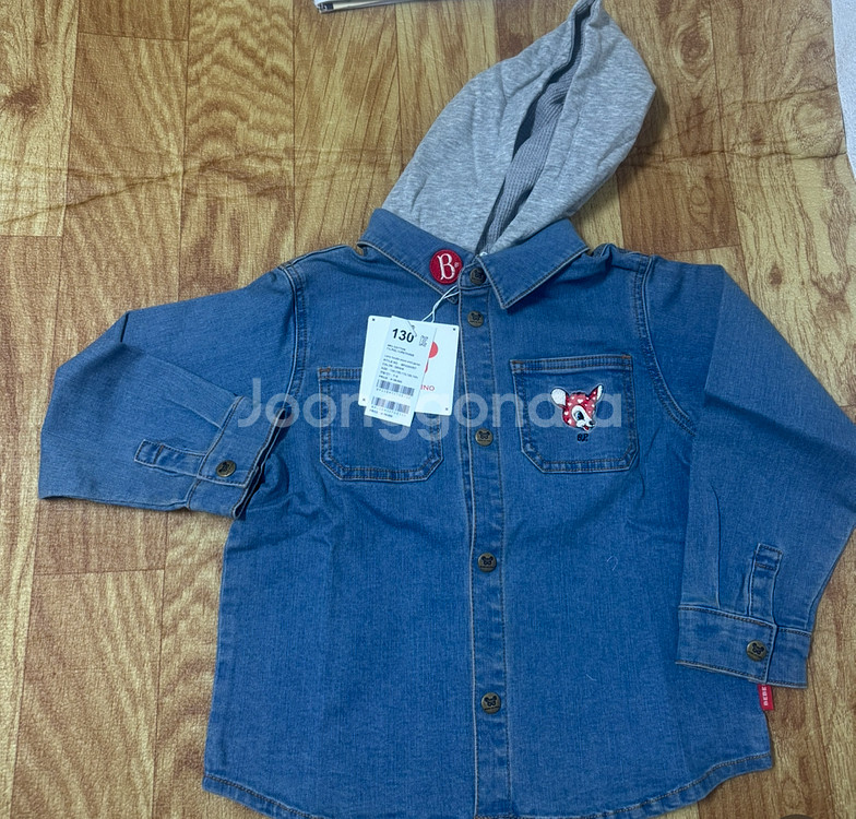 베베드피노 래리 후드 청자켓 셔츠 130 새상품--0