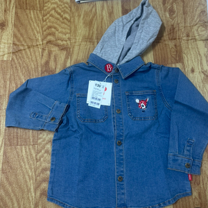 베베드피노 래리 후드 청자켓 셔츠 130 새상품