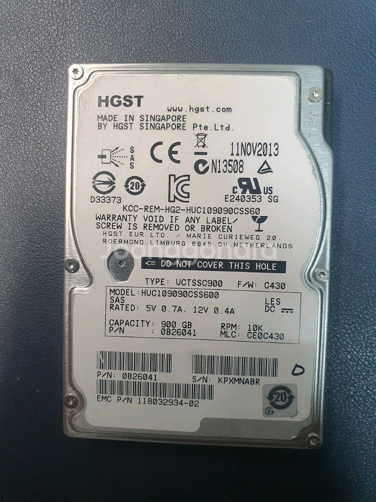 SAS 10K 2.5인치 HGST 900GB 4개 세트(3.6TB)--5