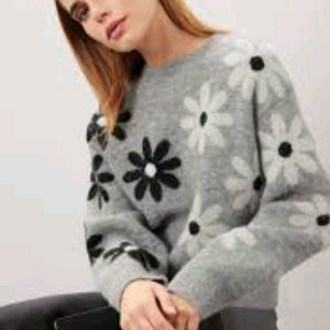 산드로 플로러 알파카 풀오버 니트 탑 1 사이즈