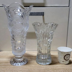 중대형 이태리 크리스탈 꽃병 및 화병 2종 일괄