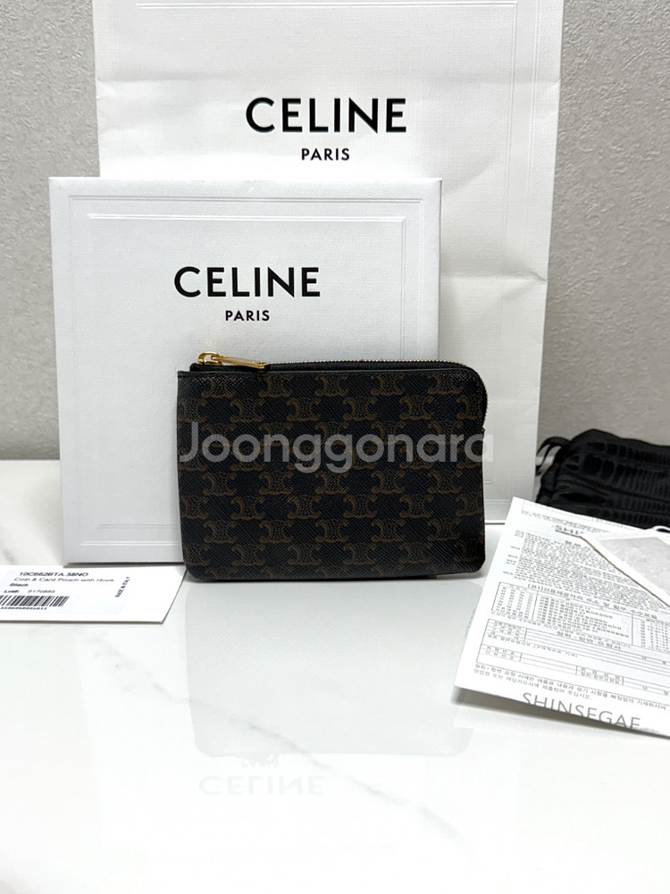 (정품/A+)셀린느 트리옹프 카드 지퍼 파우치 지갑--0
