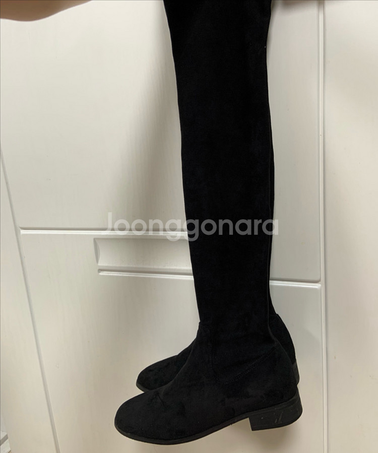 스웨이드 블랙 롱부츠--3