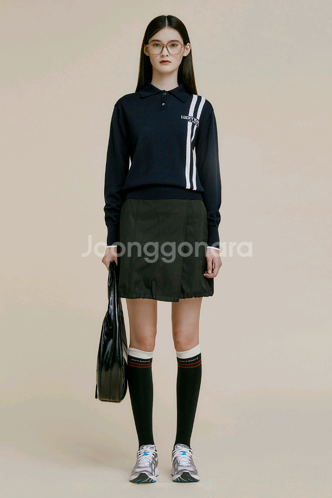 새상품) 럭키마르쉐 스트링 벌룬 미니 스커트 치마 블랙--0