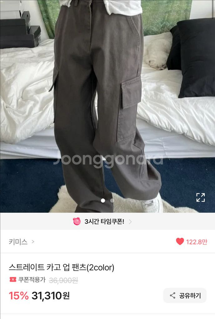 차콜 그레이 카고 팬츠 와이드 (S)--0