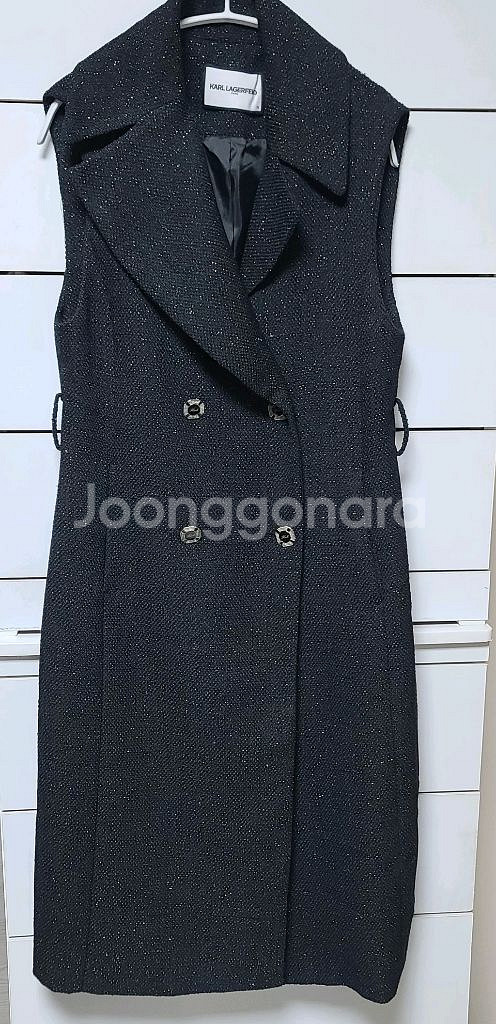 (새상품) 칼라거펠트 트위드 롱베스트--4