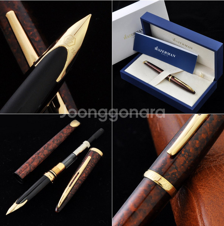 워터맨 까렌 마린 엠버 GT 18K F촉 만년필--5