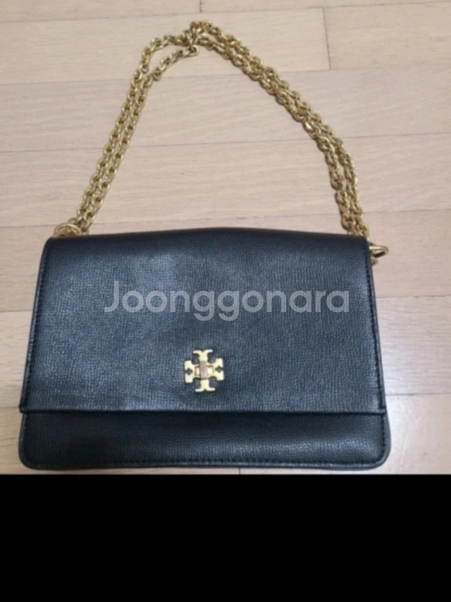 정품 토리버치 골드체인 블랙 가죽 숄더앤 크로스백--0
