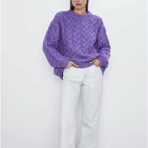 자라 케이블 니트 퍼플 보라색니트