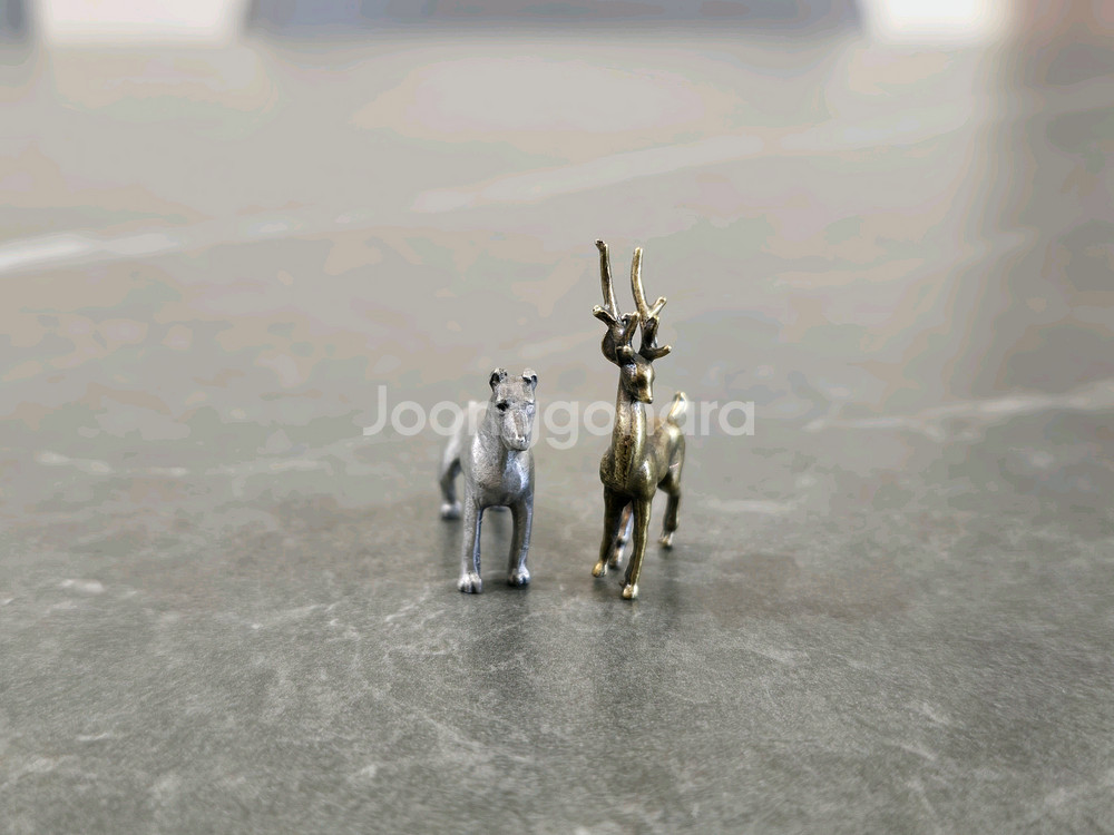 주석 강아지 황동 사슴 미니 장식품--1