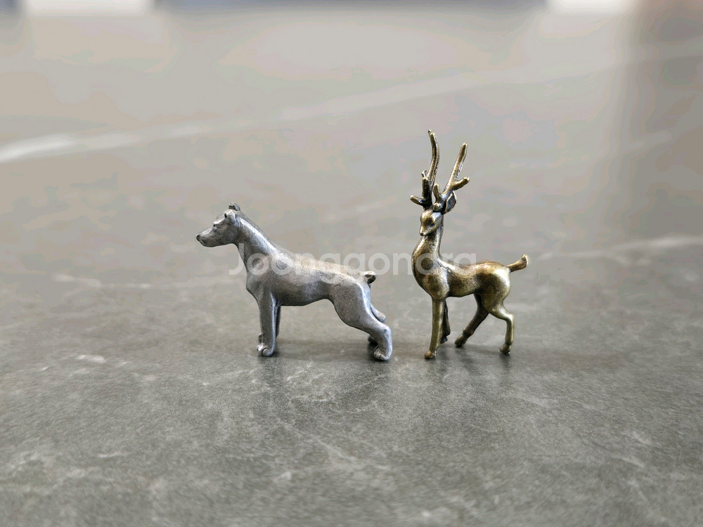 주석 강아지 황동 사슴 미니 장식품--2