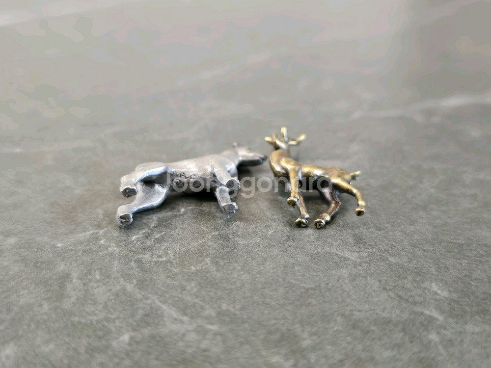 주석 강아지 황동 사슴 미니 장식품--4