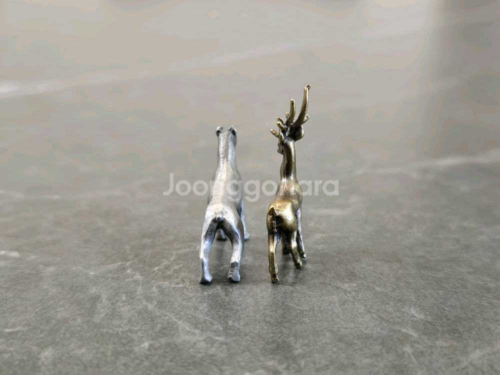 주석 강아지 황동 사슴 미니 장식품--3