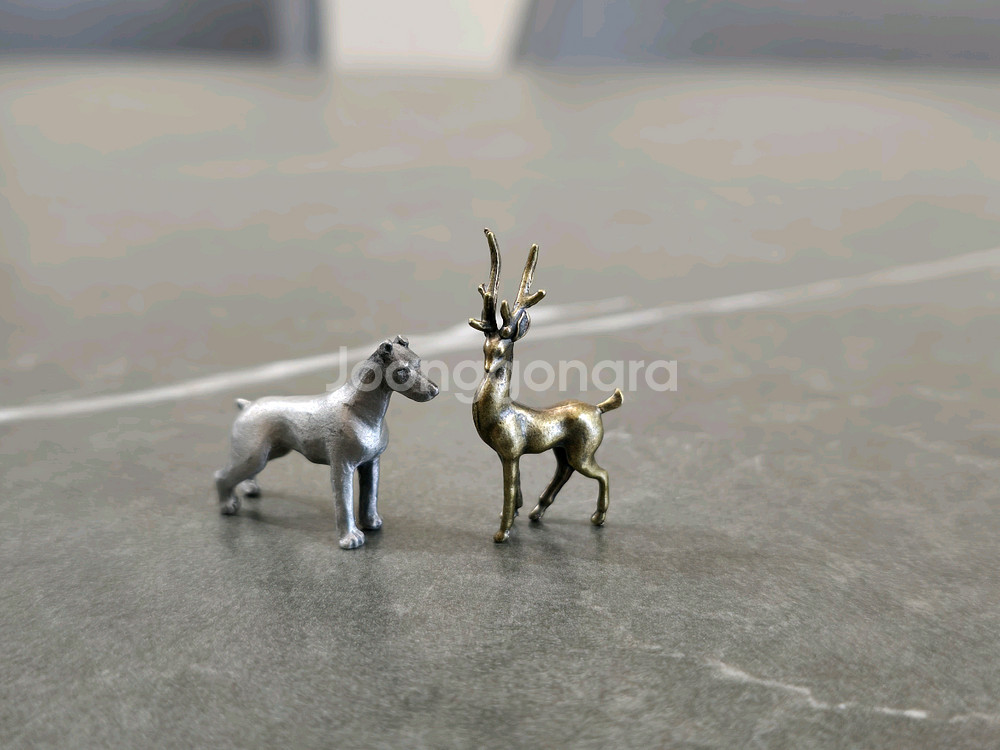 주석 강아지 황동 사슴 미니 장식품--6