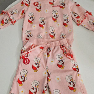 베베드피노 핑크 오리 상하복 100