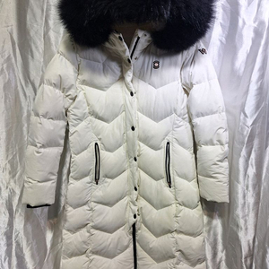 W.ANGLE 화이트 롱 구스다운 패딩 폭스퍼 후드 이미지