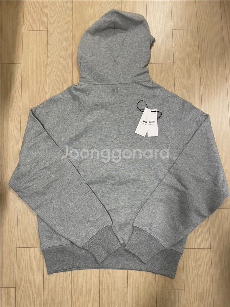 [시착 1회] 아미 ami 프랑스 로고 후드티 그레이 L--2