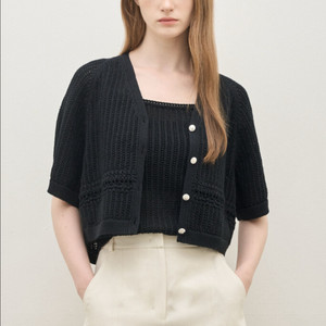 2025 더캐시미어 크로셰 래글런 슬리브 크롭 니트 가디건