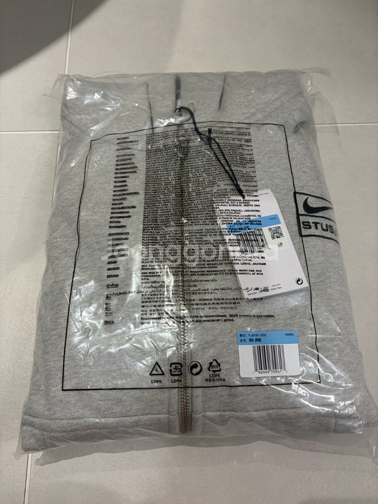 [M] 나이키 X 스투시 후드 집업 헤더 그레이--1