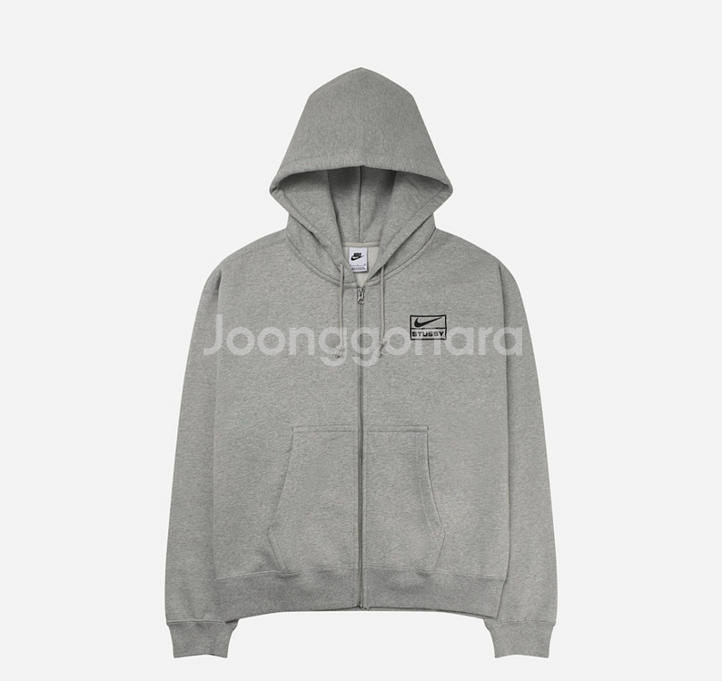 [M] 나이키 X 스투시 후드 집업 헤더 그레이--0