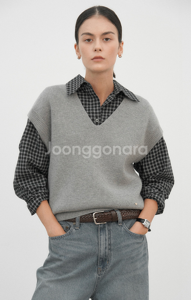 유메르) 베르디 메리노 베스트 -그레이컬러--1