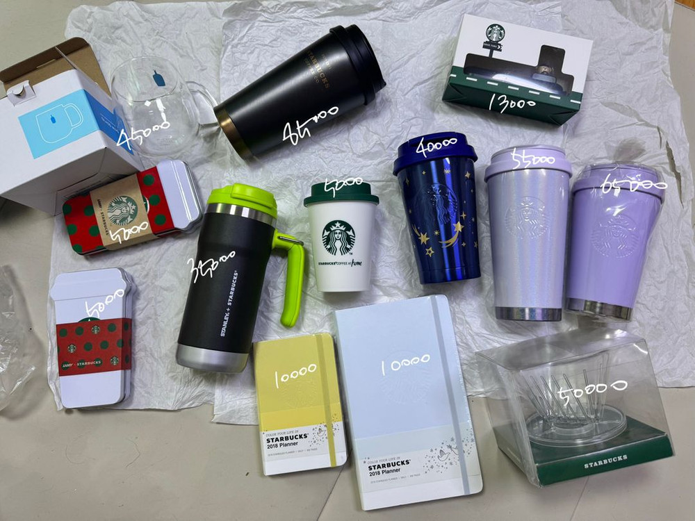 스타벅스 참 텀블러 머큐리 텀블러 미르 밸런타인 블루보틀 글라스 머그 스탠리 베이츠 엘마 주차번호판 드리퍼 보냉백 이미지