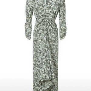 플라워 패턴 실크 롱 원피스