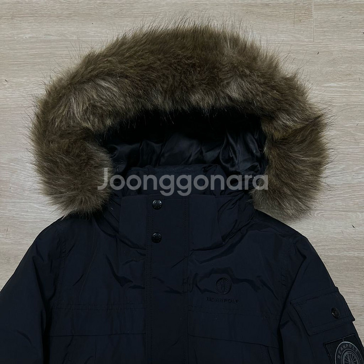 빈폴 아웃도어 덕다운 와펜 퍼후드 롱패딩 점퍼 [블랙] S/90--1