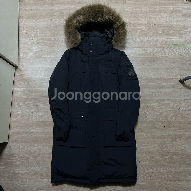 빈폴 아웃도어 덕다운 와펜 퍼후드 롱패딩 점퍼 [블랙] S/90--0