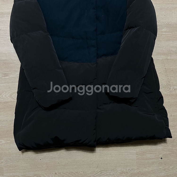 지고트 여성 구스다운 스웨이드 배색 후드 롱패딩 점퍼 [블랙] S/90--2