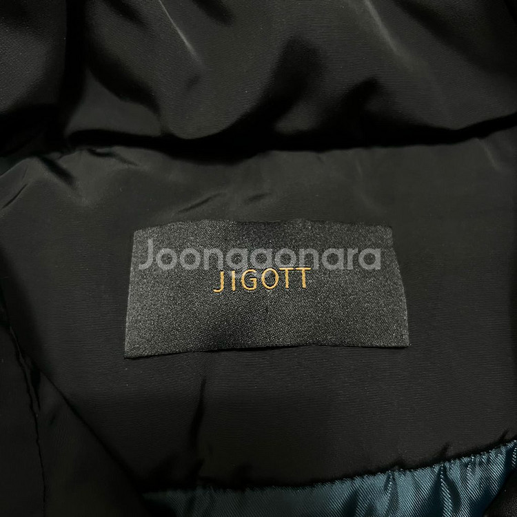 지고트 여성 구스다운 스웨이드 배색 후드 롱패딩 점퍼 [블랙] S/90--3