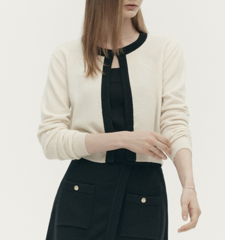 시에sie 코코 트리밍 울 가디건 블랙 S--1