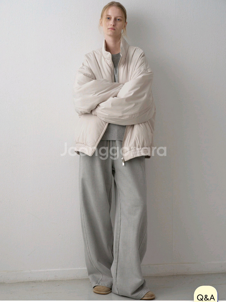 파사드패턴 패디드 트랙자켓 (M사이즈) 크림색 (새상품)--0