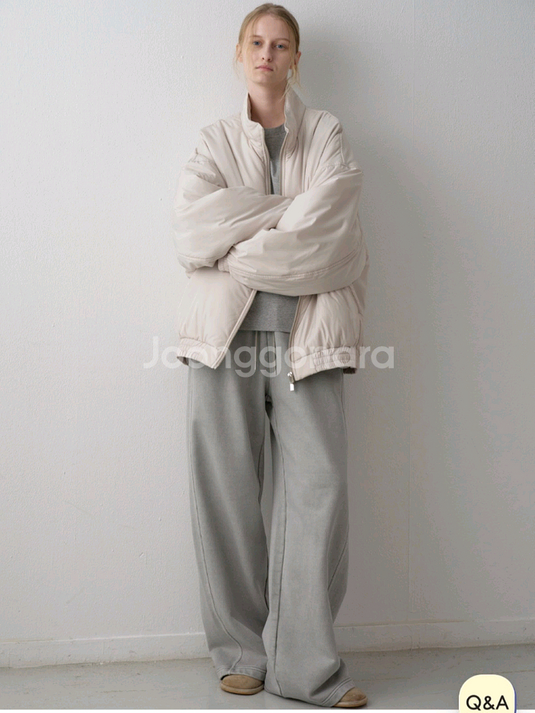 파사드패턴 패디드 트랙자켓 (M사이즈) 크림색 (새상품)--8