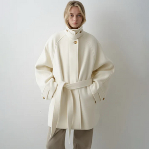 파사드패턴 캐시미어 벨티드 하프코트 아이보리(새상품)