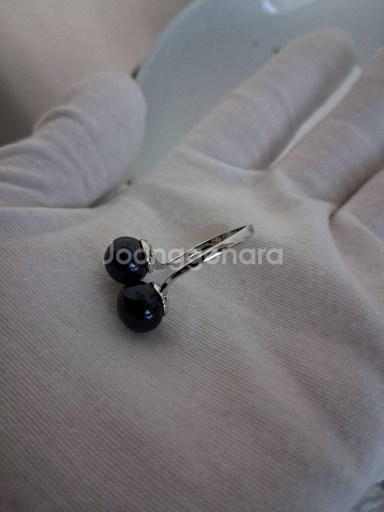 담수진주 블랙 반지.귀걸이 세트 새상품--2