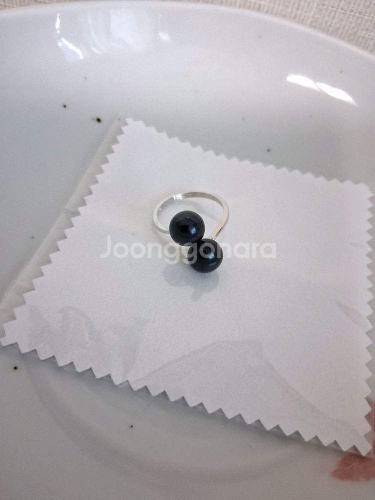 담수진주 블랙 반지.귀걸이 세트 새상품--1