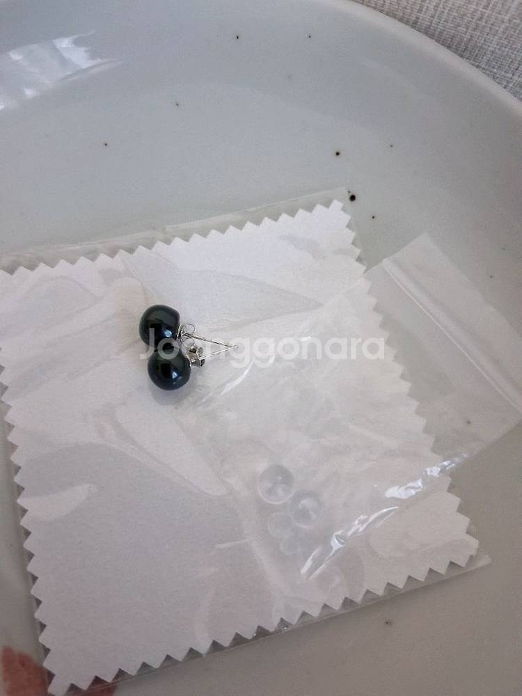 담수진주 블랙 반지.귀걸이 세트 새상품--4