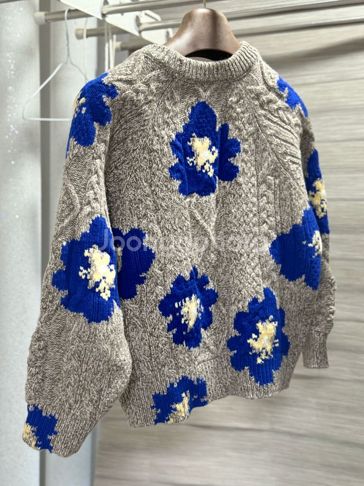 플로럴 패턴 캐시미어100 니트 스웨터--1