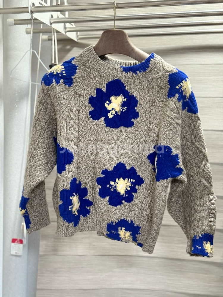 플로럴 패턴 캐시미어100 니트 스웨터--0